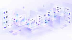 Enterprise data, internal data, business systems, and external sources feed analysis and prediction before rules are applied, actions are executed, and systems updated, illustrating how predictive AI can advance an end-to-end workflow through an AI Agent.